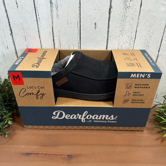 Dearfoams Men's Memory Foam Black Slippers Size M (9-10) - Picture 4 of 5